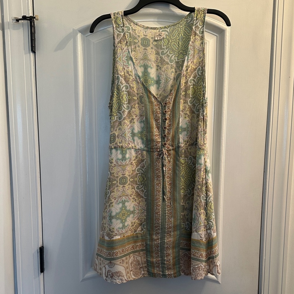 O'Neill Green and Cream Paisley Mini Dress